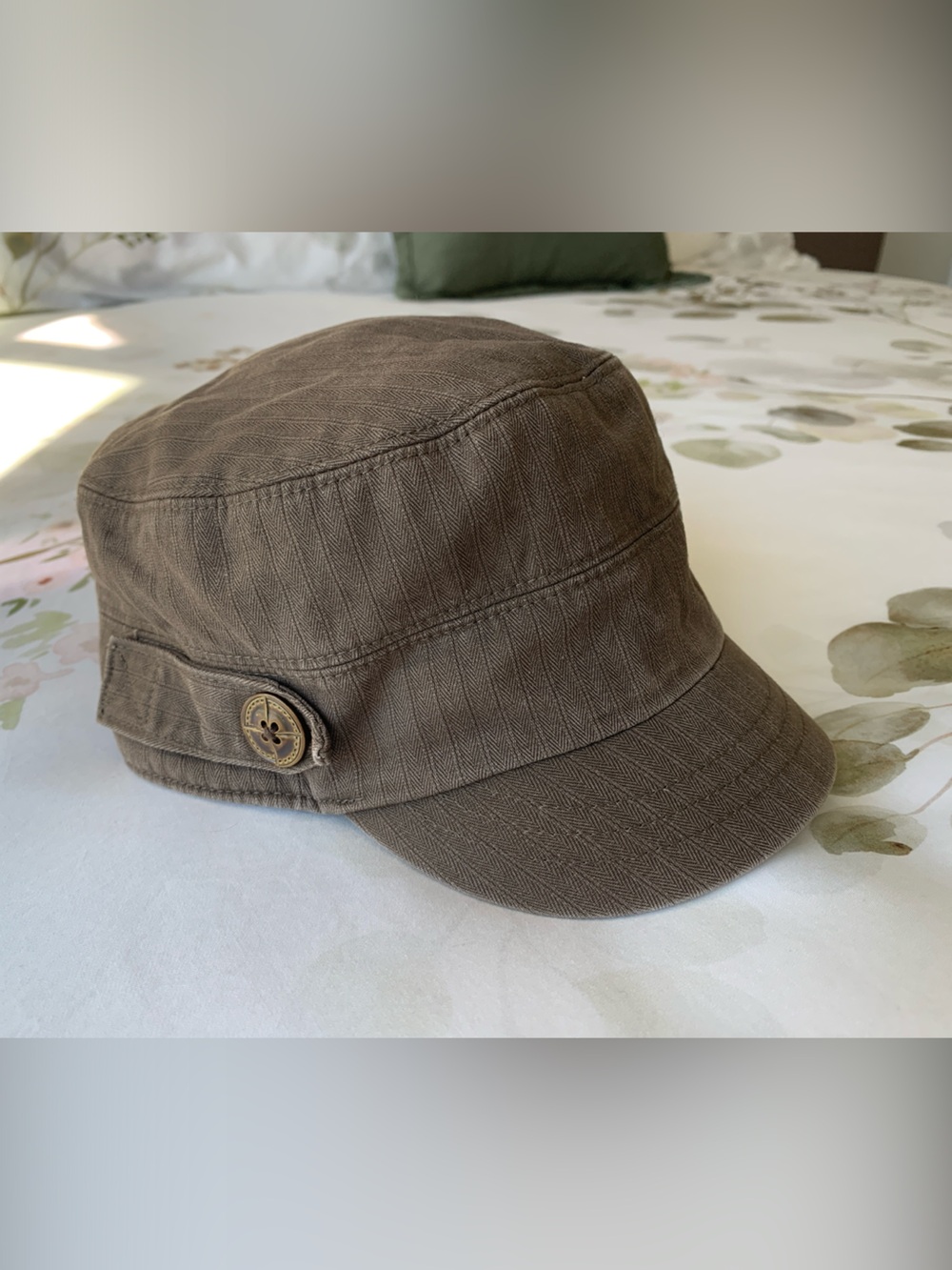 Ladies Military-Style Cap with Decorative Button